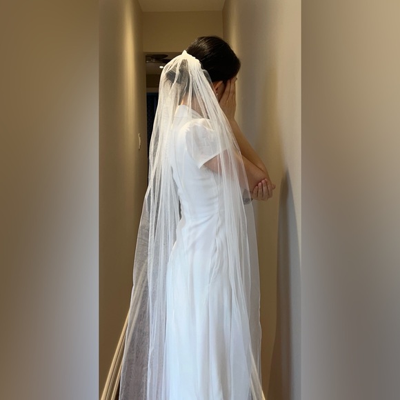 Sheer Ivory Floor Length Bridal Veil Single Layer NWOT - Picture 12 of 12